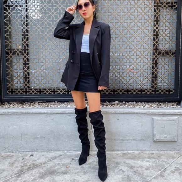 New Aubriana Over The Knee Faux Suede Heeled Boots, 9 - Picture 6 of 11